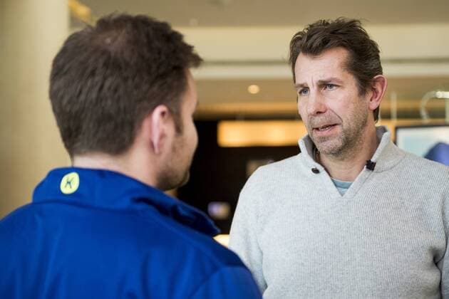 180115 coach Kristj ? n Andresson in conversation with Magnus Wislander during a press conference with the Swedish national team handball Handball CHAMPIONSHIP on 15 January 2018 2018 in Split  Copyright: LUDVIGxTHUNMAN BB180115LT002