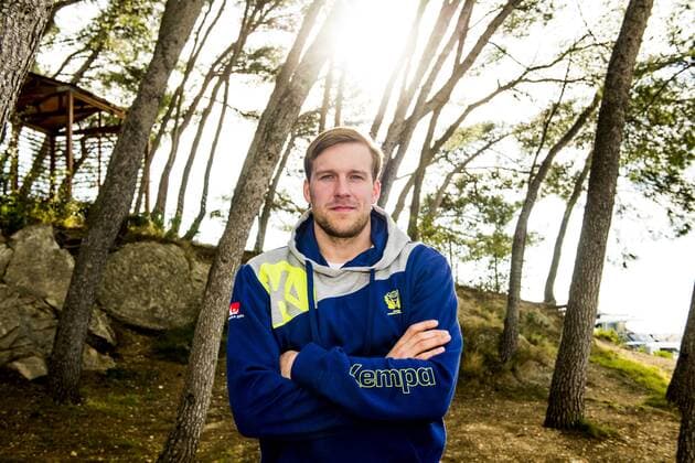 180115 Max Darj poses for a portrait during a press conference with the Swedish national team handball Handball CHAMPIONSHIP on 15 January 2018 2018 in Split  Copyright: LUDVIGxTHUNMAN BB180115LT035