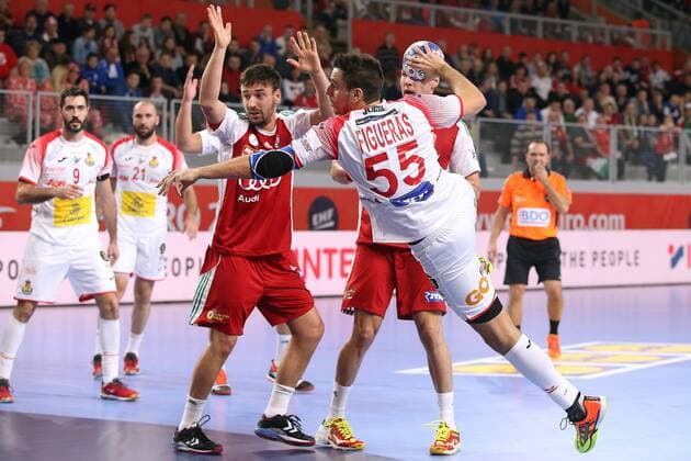 Handball, EM, Ungarn - Spanien European Handball Championship, Group D, 2nd Round, Hungary - Spain 15.01.2018., Croatia, Arena, Varazdin - European Handball Championship, Group D, 2nd Round, Hungary - Spain. FIGUERAS Adrian  GoranxStanzl PIXSELL