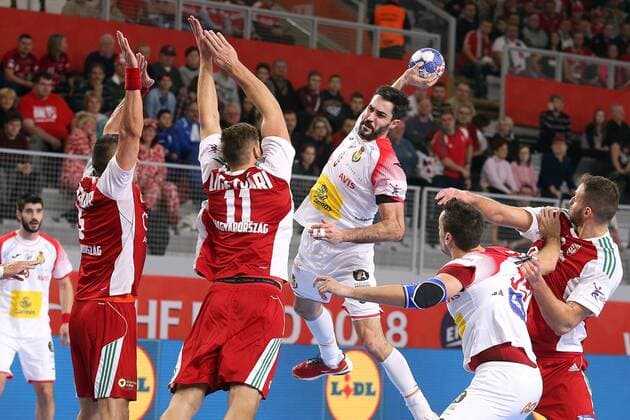 Handball, EM, Ungarn - Spanien European Handball Championship, Group D, 2nd Round, Hungary - Spain 15.01.2018., Croatia, Arena, Varazdin - European Handball Championship, Group D, 2nd Round, Hungary - Spain. ENTRERRIOS Raul  GoranxStanzl PIXSELL