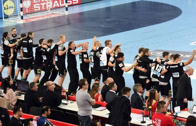Zagreb Croatia Zagreb arena 15 1 2018 men handball European Championship 2018 Germany vs Slovenia 25 25 corrected final score Germany Cheers to the draw