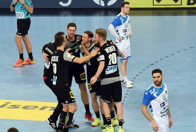 Zagreb Croatia Zagreb arena 15 1 2018 men handball European Championship 2018 Germany vs Slovenia 25 25 corrected final score Germany Cheers to the draw