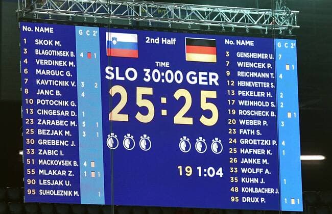 Zagreb Croatia Zagreb arena 15 1 2018 men handball European Championship 2018 Germany vs Slovenia 25 25 corrected final score Germany Cheers to the draw