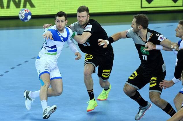 European Handball Championship, Group C, 2nd Round, Slovenia - Germany 15.01.2018., Arena, Zagreb - Europsko rukometno prvenstvo, skupina C, 2. kolo, Slovenija - Njemacka. WEBER Philipp  MarkoxLukunic PIXSELL