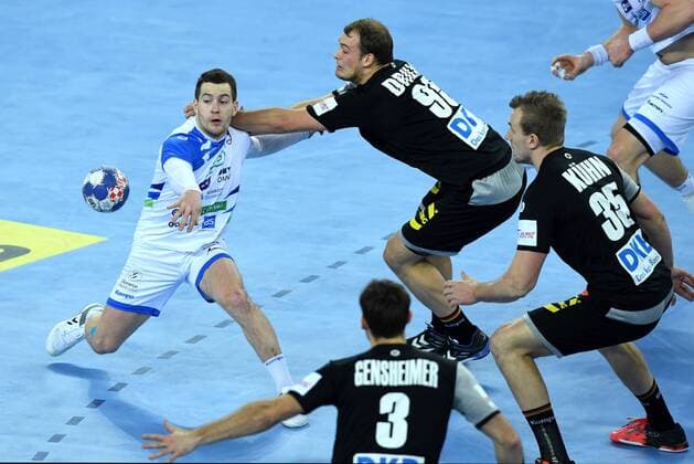 European Handball Championship, Group C, 2nd Round, Slovenia - Germany 15.01.2018., Croatia, Arena, Zagreb - European Handball Championship, Group C, 2nd Round, Slovenia - Germany. ZARABEC Miha , DRUX Paul  MarkoxLukunic PIXSELL