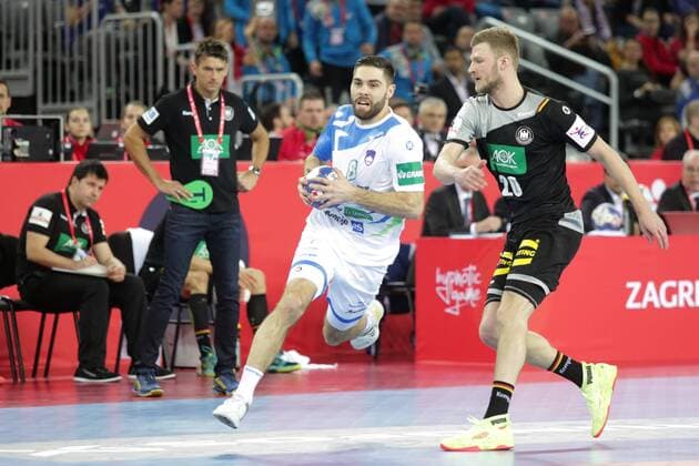 European Handball Championship, Group C, 2nd Round, Slovenia - Germany 15.01.2018., Croatia, Arena, Zagreb - European Handball Championship, Group C, 2nd Round, Slovenia - Germany. Janc Blaz, Weber Philipp.  LukaxStanzl PIXSELL