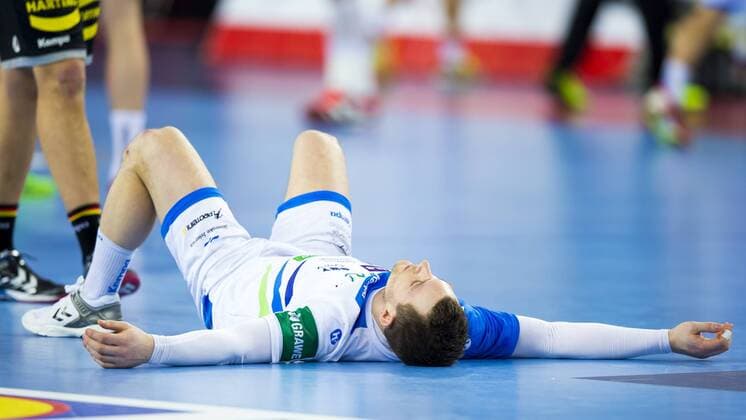 Miha Zarabec Nr 23 Slovenia after the penalty decision in the last second Slovenia Germany preliminary handball EHF euro 2018 15 01 18 Zagreb Croatia Zagreb arena Copyright: xAgentur54Gradx xFelixxKoenigx