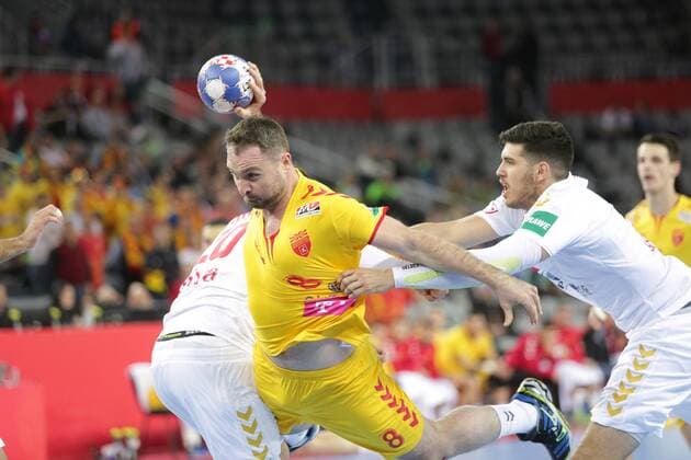 Handball, EM, Montenegro - Mazedonien European Handball Championship, Group C, 2nd Round, Montenegro - Macedonia 15.01.2018., Croatia, Arena, Zagreb - European Handball Championship, Group C, 2nd Round, Montenegro - Macedonia. Pribak Nemanja. LukaxStanzl PIXSELL