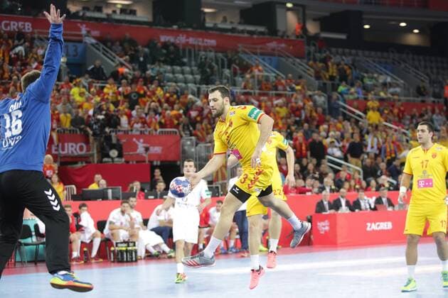 European Handball Championship, Group C, 2nd Round, Montenegro - Macedonia 15.01.2018., Croatia, Arena, Zagreb - European Handball Championship, Group C, 2nd Round, Montenegro - Macedonia. Manaskov Dejan, Mijatovic Rade. LukaxStanzl PIXSELL