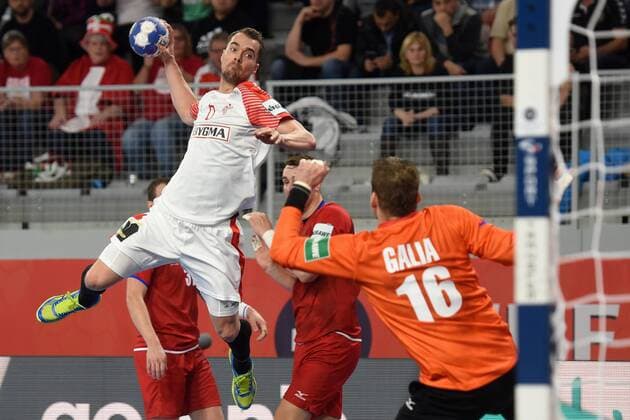 European Handball Championship, Group D, 2nd round, Czech Republic - Denmark 15.01.2018., Croatia, Arena, Varazdin - European Handball Championship, Group D, 2nd round, Czech Republic - Denmark. MORTENSEN Casper  VjeranxZganec-Rogulja PIXSELL