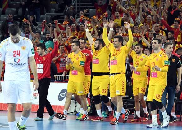 Zagreb Croatia Zagreb arena 15 1 2018 men handball European Championship 2018 Montenegro vs Macedonia final cheers Macedonia