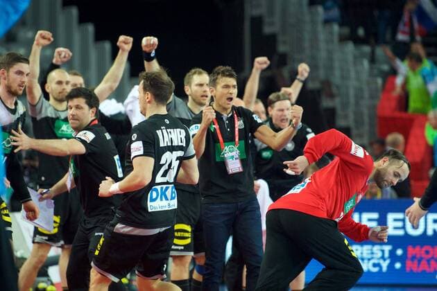 Handball Zagreb 15 01 2018 Championship men s men euro Championships preliminary round Slovenia SLO Germany GER Christian Prokop Germany coach cheering
