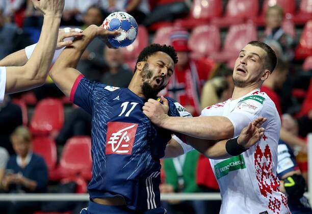 European Handball Championship, Group B, 3rd round, France - Belarus 16.01.2018., Zatika Centre, Porec, Croatia - 2018 European Men s Handball Championship, Group B, 3rd round, France - Belarus. Timothey N Guessan.  IgorxKralj PIXSELL