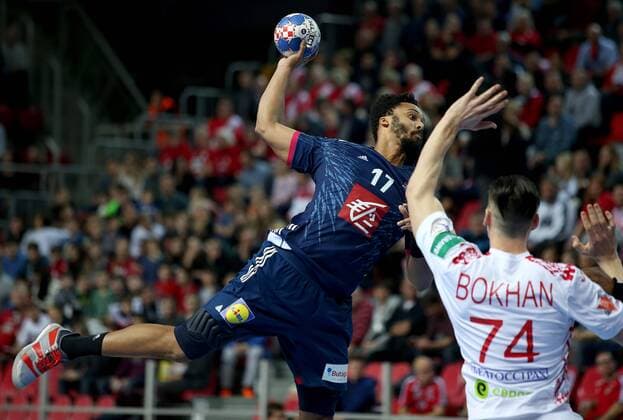 European Handball Championship, Group B, 3rd round, France - Belarus 16.01.2018., Zatika Centre, Porec, Croatia - 2018 European Men s Handball Championship, Group B, 3rd round, France - Belarus. Timothey N Guessan.  IgorxKralj PIXSELL