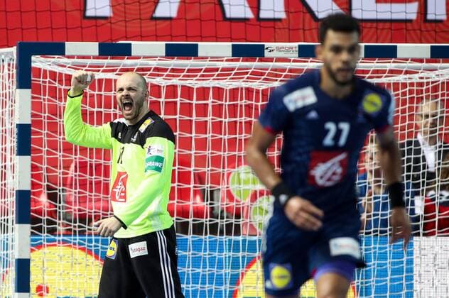 HANDBALL - EHF EURO 2018, FRA vs BLR POREC,CROATIA,16.JAN.18 - HANDBALL - EHF European Championship EM Europameisterschaft group stage, France vs Belarus. Image shows the rejoicing of Vincent Gerard (FRA). GEPAxpictures xMaticxKlansek