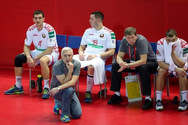 HANDBALL - EHF EURO 2018, FRA vs BLR POREC,CROATIA,16.JAN.18 - HANDBALL - EHF European Championship EM Europameisterschaft group stage, France vs Belarus. Image shows head coach Iouri Chevtsov (BLR). GEPAxpictures xMaticxKlansek
