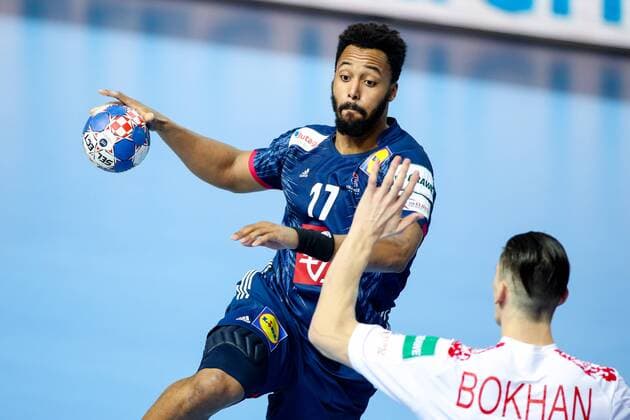 HANDBALL - EHF EURO 2018, FRA vs BLR POREC,CROATIA,16.JAN.18 - HANDBALL - EHF European Championship EM Europameisterschaft group stage, France vs Belarus. Image shows Timothey NÕGuessan (FRA). GEPAxpictures xMaticxKlansek