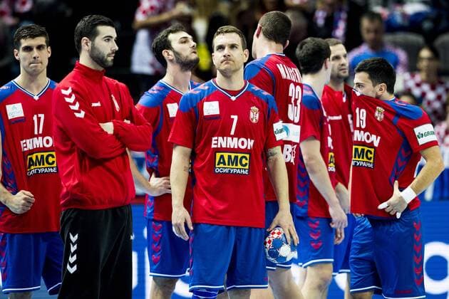 180116 Serbian Stefan Vujic moping around after the victory in the handball match between Serbia and Iceland during Handball CHAMPIONSHIPS on 16 January 2018 2018 in Split  Copyright: LUDVIGxTHUNMAN BB180116LT005