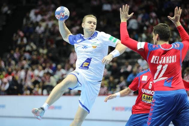 Handball, EM, Serbien - Island Split, 16 01 2018 - Spaladium Arena, 2018 Men s European Championship EM Europameisterschaft Preliminary Round, Group A. Serbia (red) - Iceland (white) 29:26 