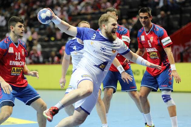 Handball, EM, Serbien - Island Split, 16 01 2018 - Spaladium Arena, 2018 Men s European Championship EM Europameisterschaft Preliminary Round, Group A. Serbia (red) - Iceland (white) 29:26 