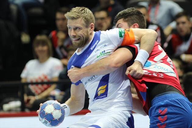 Handball, EM, Serbien - Island Split, 16 01 2018 - Spaladium Arena, 2018 Men s European Championship EM Europameisterschaft Preliminary Round, Group A. Serbia (red) - Iceland (white) 29:26 