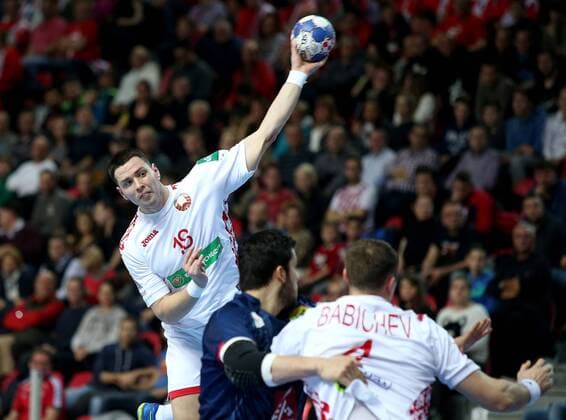 European Handball Championship, Group B, 3rd round, France - Belarus 16.01.2018., Zatika Centre, Porec, Croatia - 2018 European Men s Handball Championship, Group B, 3rd round, France - Belarus. Artur Karvatski.  IgorxKralj PIXSELL