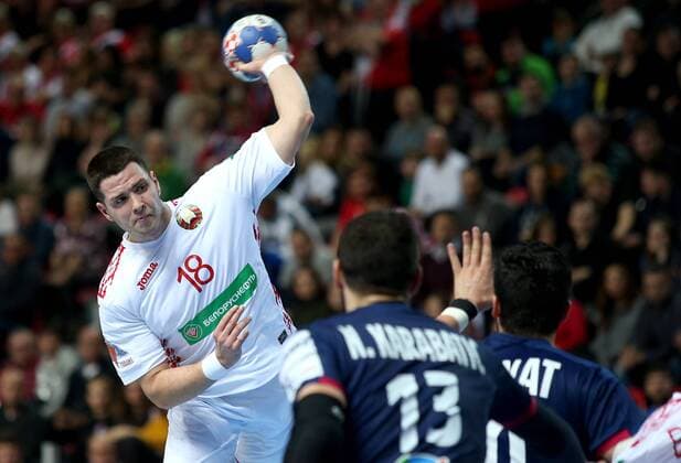 European Handball Championship, Group B, 3rd round, France - Belarus 16.01.2018., Zatika Centre, Porec, Croatia - 2018 European Men s Handball Championship, Group B, 3rd round, France - Belarus. Artur Karvatski.  IgorxKralj PIXSELL