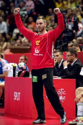 180116 Sveriges malvakt Andreas Palicka exults in the handball match between Croatia and Sweden during Handball CHAMPIONSHIPS on 16 January 2018 2018 in Split  Copyright: LUDVIGxTHUNMAN BB180116LT029
