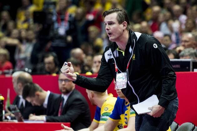 180116 Sweden s head coach Kristj ? n Andresson cheering during handball match between Croatia and Sweden during Handball CHAMPIONSHIPS on 16 January 2018 2018 in Split  Copyright: LUDVIGxTHUNMAN BB180116LT040