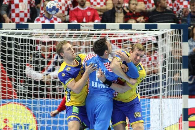 Split, 16 01 2018 - Spaladium Arena, 2018 Men s European Championship EM Europameisterschaft Preliminary Round, Group A. Croatia (blue) - Sweden (yellow) 