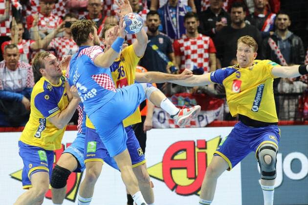 Split, 16 01 2018 - Spaladium Arena, 2018 Men s European Championship EM Europameisterschaft Preliminary Round, Group A. Croatia (blue) - Sweden (yellow) 