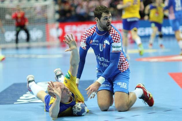 Split, 16 01 2018 - Spaladium Arena, 2018 Men s European Championship EM Europameisterschaft Preliminary Round, Group A. Croatia (blue) - Sweden (yellow) 