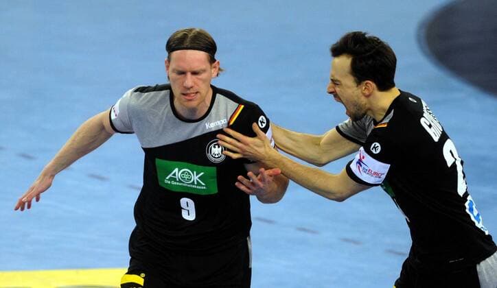 15.01.2018 Zagreb(Croatia) Slovenia-Germany European men s handball championship Tobias Reichmann(L),Patrick Groetzki(r) Germany :Str 