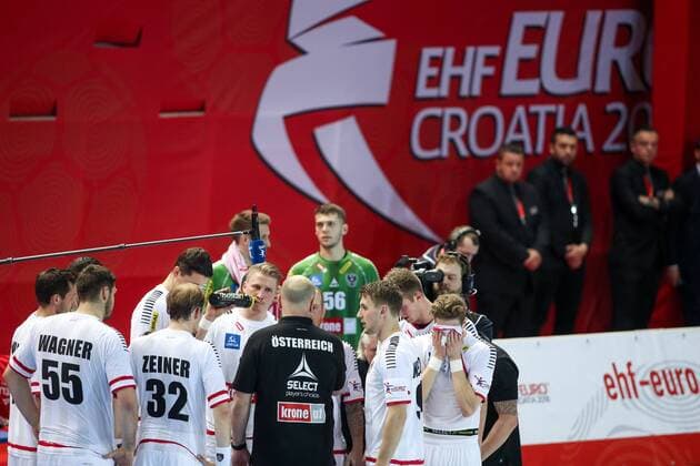 HANDBALL - EHF EURO 2018, NOR vs AUT POREC,CROATIA,16.JAN.18 - HANDBALL - EHF European Championship EM Europameisterschaft group stage, Norway vs Austria. Image shows the athletes of Austria. GEPAxpictures xMaticxKlansek
