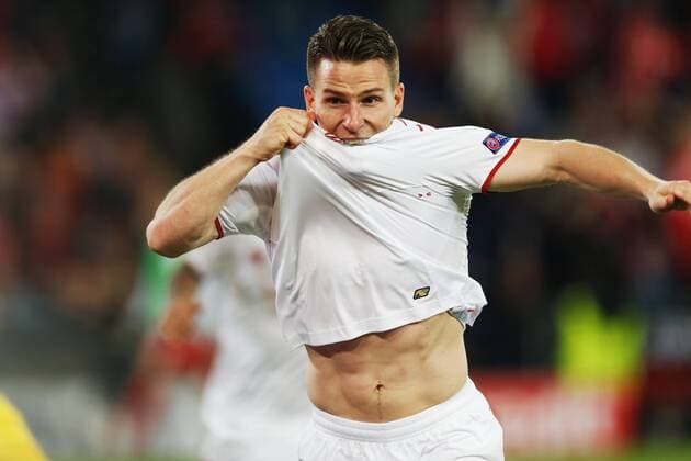 Kevin Gameiro (Sevilla), MAY 18, 2016 - Football Soccer : Gameiro celebrate after his goal on UEFA Europa League Final match between Liverpool FC 1-3 Sevilla FC at the St. Jakob-Park in Basel, Switzerland. Noxthirdxpartyxsales  (heha041517)