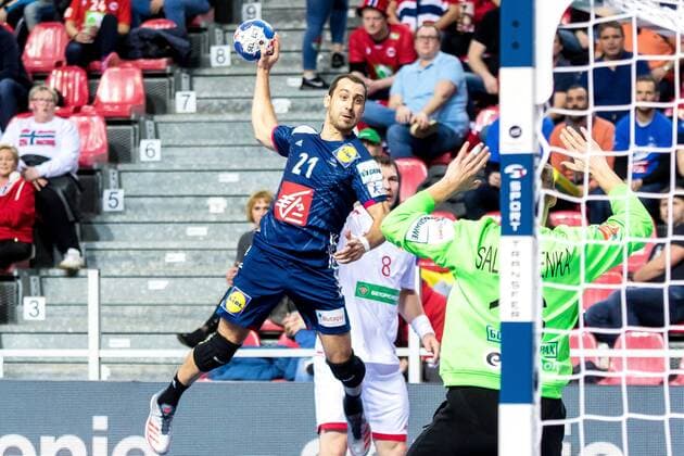 16 01 2018 Zatika Sports Centre Porec CRO EHF European Championship men s France vs Belarus Group B in the image of Michael Guigou FRA during the preliminary round group B match of the EHF men s handball European Championship between France and Belarus at the Zatika Sports Centre in Porec Croatia on 2017 0 5 12 Porec  EX_PUC