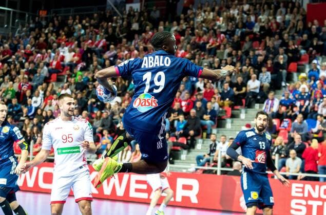 16 01 2018 Zatika Sports Centre Porec CRO EHF European Championship men s France vs Belarus Group B in the image of Luc Abalo FRA during the preliminary round group B match of the EHF men s handball European Championship between France and Belarus at the Zatika Sports Centre in Porec Croatia on 2017 05 12 Porec  EX_PUC