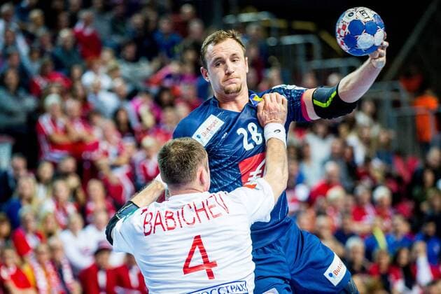 16 01 2018 Zatika Sports Centre Porec CRO EHF European Championship men s France vs Belarus Group B in the picture Valentine Porte of France during the preliminary round group B match of the EHF men s handball European Championship between France and Belarus at the Zatika Sports Centre in Porec Croatia on 2018 01 16 Porec  EX_SPIDA