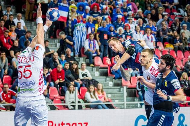 16 01 2018 Zatika Sports Centre Porec CRO EHF European Championship men s France vs Belarus Group B in the picture Valentine Porte of France during the preliminary round group B match of the EHF men s handball European Championship between France and Belarus at the Zatika Sports Centre in Porec Croatia on 2018 01 16 Porec  EX_SPIDA