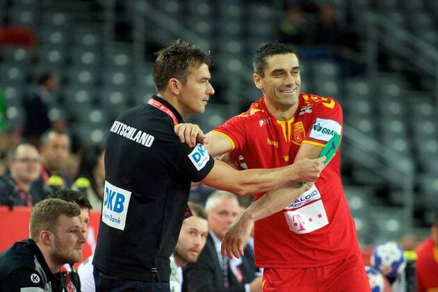 Handball Zagreb 17 01 2018 Championship men s men euro Championships preliminary round Germany GER Macedonia MKD LAZAROV Kiril Macedonia No. 07 Christian Prokop Germany coach