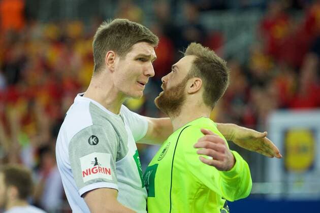 Handball Zagreb 17 01 2018 Championship men s men euro Championships preliminary round Germany GER Macedonia MKD cheering Finn Lemke Germany no. 06 Andreas Wolff Germany TW No. 33