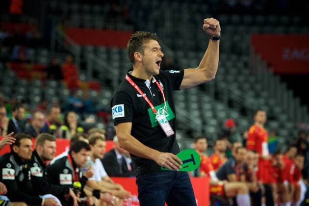 Handball Zagreb 17 01 2018 Championship men s men euro Championships preliminary round Germany GER Macedonia MKD Christian Prokop Germany coach jubilation