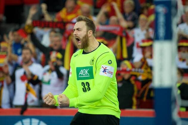 Handball Zagreb 17 01 2018 Championship men s men euro Championships preliminary round Germany GER Macedonia MKD cheering Andreas Wolff Germany TW No. 33