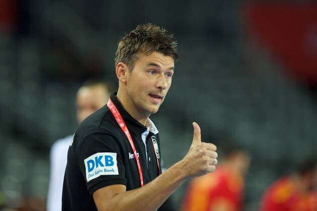 Handball Zagreb 17 01 2018 Championship men s men euro Championships preliminary round Germany GER Macedonia MKD Christian Prokop Germany coach cheering