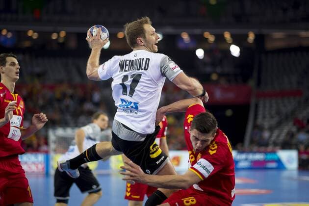 Steffen Weinhold Nr 17 Germany against Filip Kuzmanovski No.18 Macedonia Macedonia Germany preliminary handball EHF euro 2018 17 01 18 Zagreb Croatia Zagreb arena Copyright: xAgentur54Gradx xFelixxKoenigx