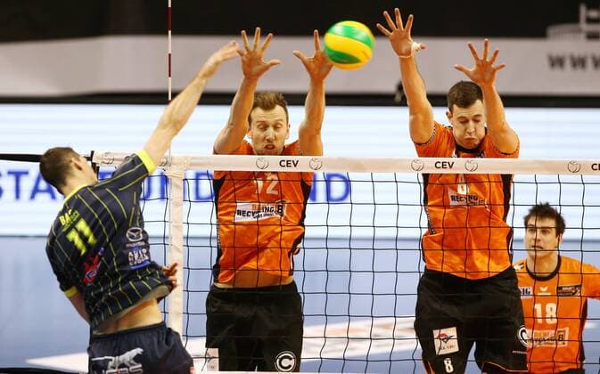 Luka basic in the attack Paul Carroll Graham Vigrass sports volleyball CEV CL Champions League men s season 2017 2018 17 01 2018 BR volleys Berlin BRV vs spacers Toulouse