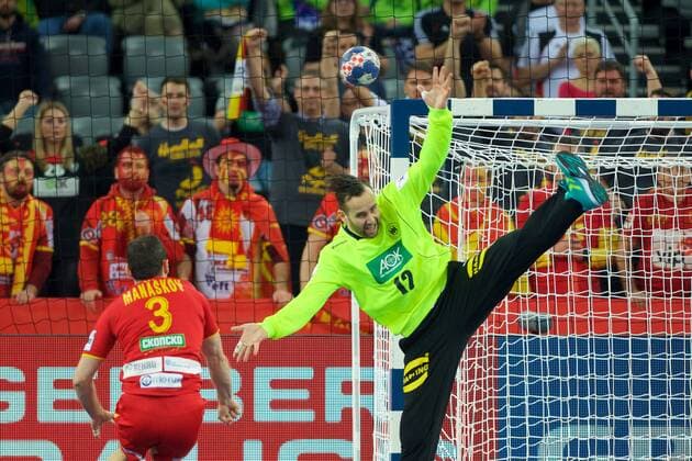 Handball Zagreb 17 01 2018 Championship men s men euro Championships preliminary round Germany GER Macedonia MKD Silvio Heine Vetter Germany TW No. 12 MANASKOV Dejan Macedonia No. 03
