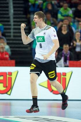 Handball Zagreb 17 01 2018 Championship men s men euro Championships preliminary round Germany GER Macedonia MKD Finn Lemke Germany no. 06 jubilation