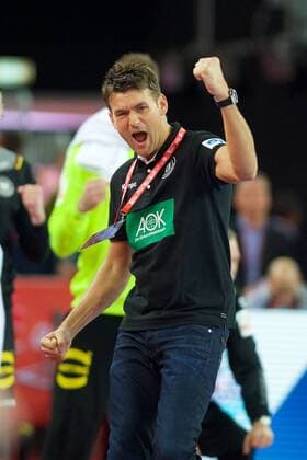 Handball Zagreb 17 01 2018 Championship men s men euro Championships preliminary round Germany GER Macedonia MKD Christian Prokop Germany coach cheering