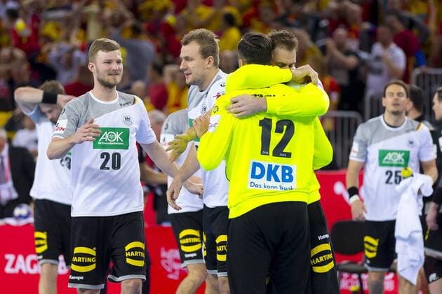 Patrick Groetzki Nr 24 Germany Finn Lemke No.6 Germany goalkeeper Silvio Hamad Nr 12 Germany Philipp Weber Nr 20 Germany and Steffen Faeth No. 23 Germany after the last parade Heine cousin Macedonia Germany preliminary handball EHF euro 2018 17 01 18 Zagreb Croatia Zagreb arena Copyright: xAgentur54Gradx xFelixxKoenigx